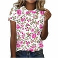thumbnail image 2 of Women's Short Sleeve T Shirts Cotton Womens Tops Trendy Casual Printed T Shirts Oversized Tshirts, 2 of 5