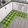 thumbnail image 2 of Yellow and Blue Checkered Pattern Anti Fatigue Kitchen Rugs Set Of 2, Non Slip Washable Decorative Floor Mats for Kitchen Sink Laundry, 17"x30" and 17"x47", 2 of 5