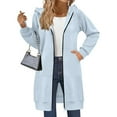 thumbnail image 5 of Long Hoodies for Women Zip Up Fleece Oversized Long Sleeve Sweatshirt Winter Warmy Hoodie Dress with Pockets Sky Blue XL, 5 of 5