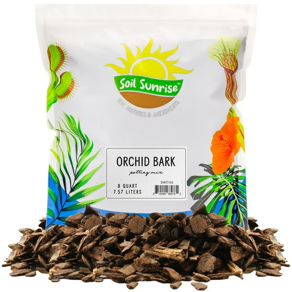 100% Organic Orchid Potting Bark (8 Quarts), All-Natural USA-Sourced Pine Bark Orchid Mix Additive