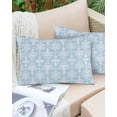 thumbnail image 6 of Blue Boho Floral Throw Pillow Cover 24 x 36 Inch Decorative Pillow Cover Ethnic Neutral Abstract Floral Texture Lumbar Pillowcase Seasonal Rectangle Cushion Case for Couch Sofa Bed Living Room, 6 of 7