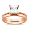 1-1/2 Carat T.W. Square Swarovski Sterling Silver Pink Plated Solitaire Bridal Set