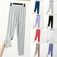 thumbnail image 5 of Dvprdro Womens Plus Size Solid Leggings Pants Summer High Elastic Waist Thin Stretch Trousers for Lounge Casual Wear Blue Sizes XL, 5 of 5