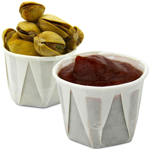 1 oz Treated Paper Souffle Portion Cups for Condiments Samples Medicine Measuring Jello Shots