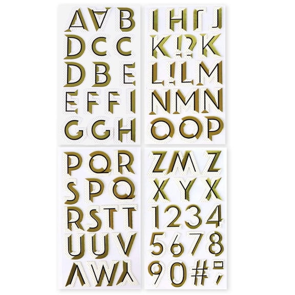 Recollections Gold Drop Shadow Alphabet Stickers, 12 Pack