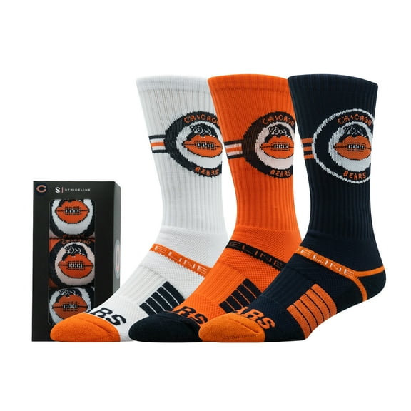 Unisex Strideline Chicago Bears Retro Premium 3-Pack Knit Crew Socks Set