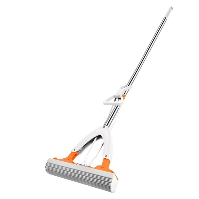 TIMIFIS Sponge Mops Sponge Mop for Floor Cleaning with Long Handle,Dry and Wet Use,Household Squeezing Rubber Cotton Mop for Bathroom cleaning.