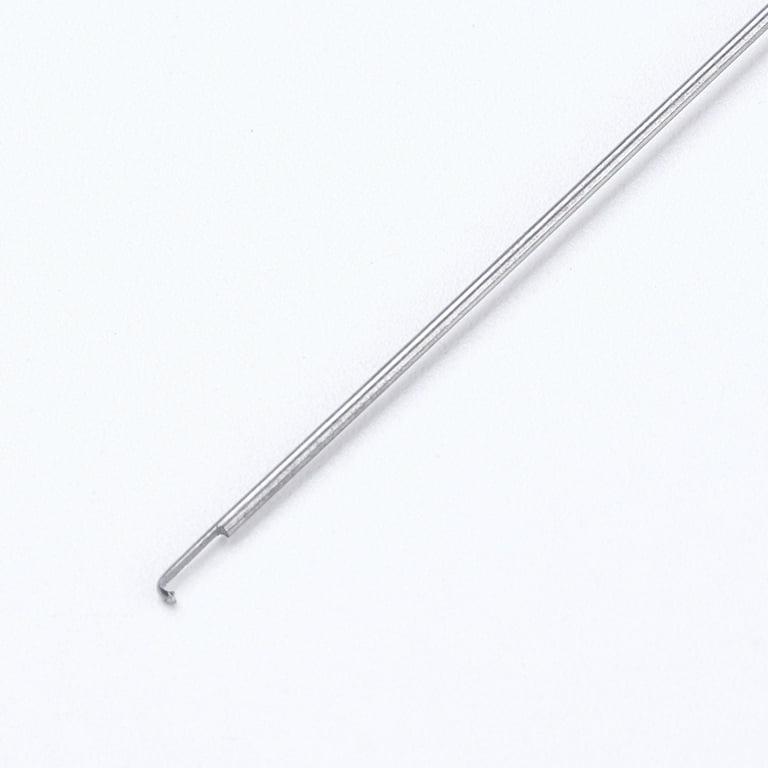 1pc Iron Beading Needle with Hook For Buddha 3-Hole Guru Beads Bead  Threader Platinum 11x0.05cm
