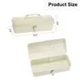 thumbnail image 2 of Uxcell 14.2" Portable Steel Tool Box Hip Roof Style with Metal Latch Closure Tool Chest for Household Workshop, White, 2 of 6