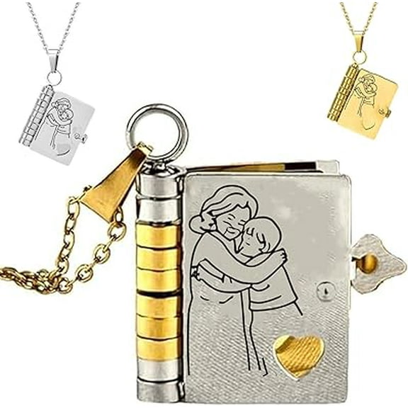 To My Grandson Chapter Book Necklace - Grandsons Gifts From Grandma, Adjustable My Beloved Grandsons Hummingwings Book Necklace, Personalized My Champion Book Necklace