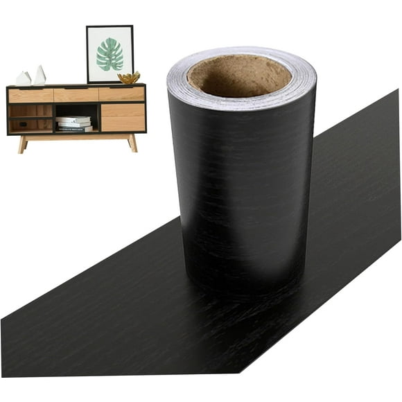 SURJDE Wallpaper Borders Self Adhesive Black Border Roll for Walls 1000x10cm Black Wood Grain Wall Trim Line Border Peel and Stick Waterproof for Baseboard Tile Mirror Frame