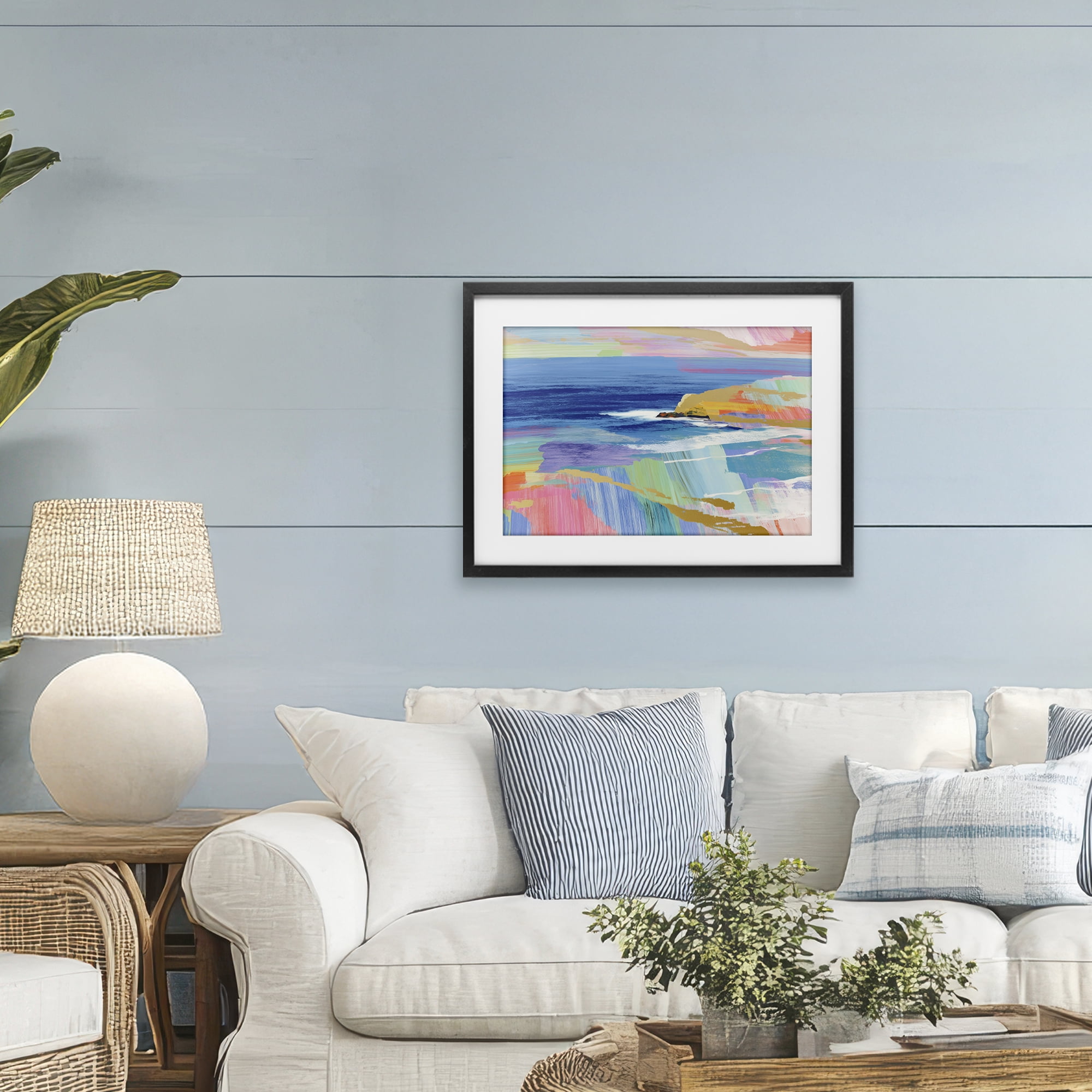 Stupell Industries Hawaii Coastline Abstraction Black Framed Print Under Glass, design by Chromatic Storm Studio