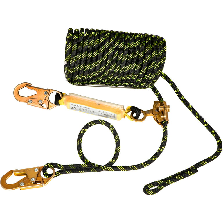VEVOR Vertical Lifeline Assembly, 50 ft Fall Protection Rope, Polyester  Roofing Rope, CE Compliant Fall Arrest Protection Equipment with Alloy  Steel Rope Grab, Two Snap Hooks, Shock Absorber 