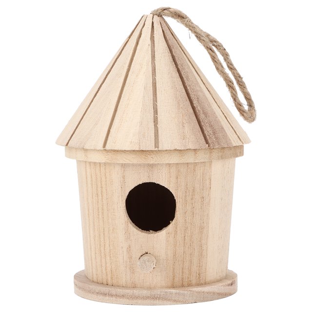 Birdhouse, Bird Diy Bird Decoration Nesting Area Round Shape Hemp Rope Hanging For Outdoor Garden