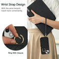 thumbnail image 5 of For Apple iPhone 15 RFID Blocking Wallet Case Magnetic Flip Cover Multi-Card Slots Zipper Pocket With Ring Clasp Detachable Shoulder Strap And Wrist Strap,Black,For iPhone 15, 5 of 10
