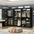 thumbnail image 2 of Homieasy 6-9 FT Closet System with Corner, Walk in Closet System with 6 Drawers, 6 Hanging Rods, and Open Storage Shelves, L-Shaped Heavy Duty Wardrobe Closet for Bedroom/Closet/Apartment, Black, 2 of 8