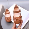thumbnail image 2 of SYMSHOES Kids Girl Mary Jane Flats Brown Patent Faux Leather with Hook & Loop Strap & 3D Flower Dress Shoes for 1-6 Years, Casual Party Everyday Shoes,Size 10, 2 of 6