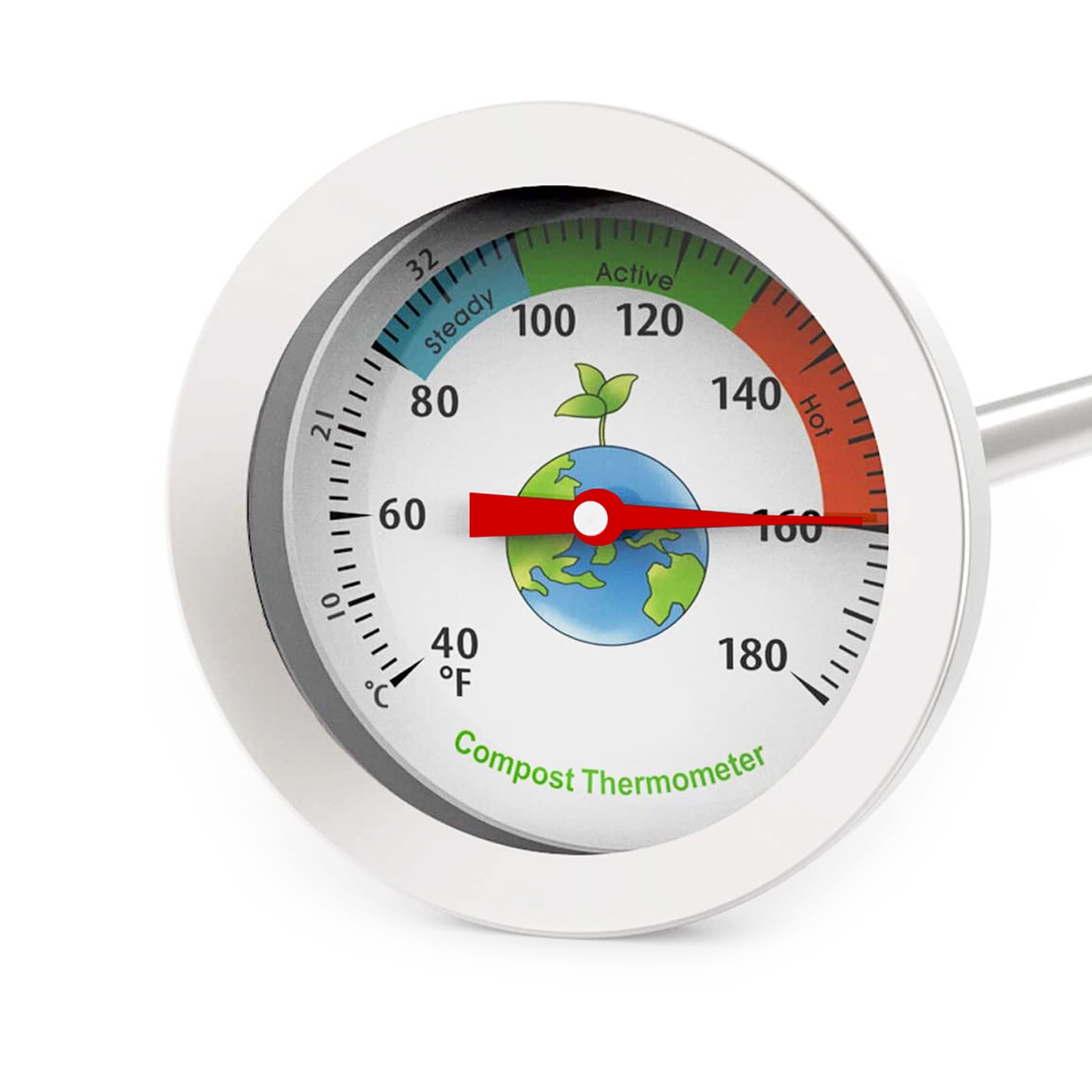 Compost Thermometer Stainless Steel Dial Thermometer for Home and Backyard