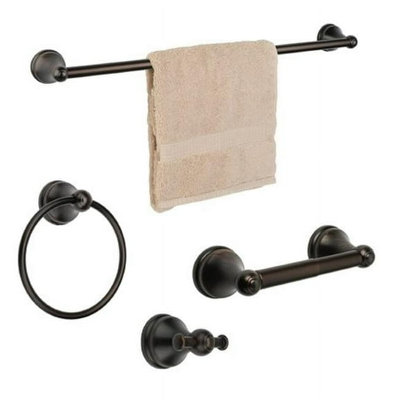 Dynasty Hardware DYN-5000-ORB-4 Brentwood Series Bathroom Hardware Set- Oil Rubbed Bronze- 4-Piece Set- With 24 in. Towel Bar
