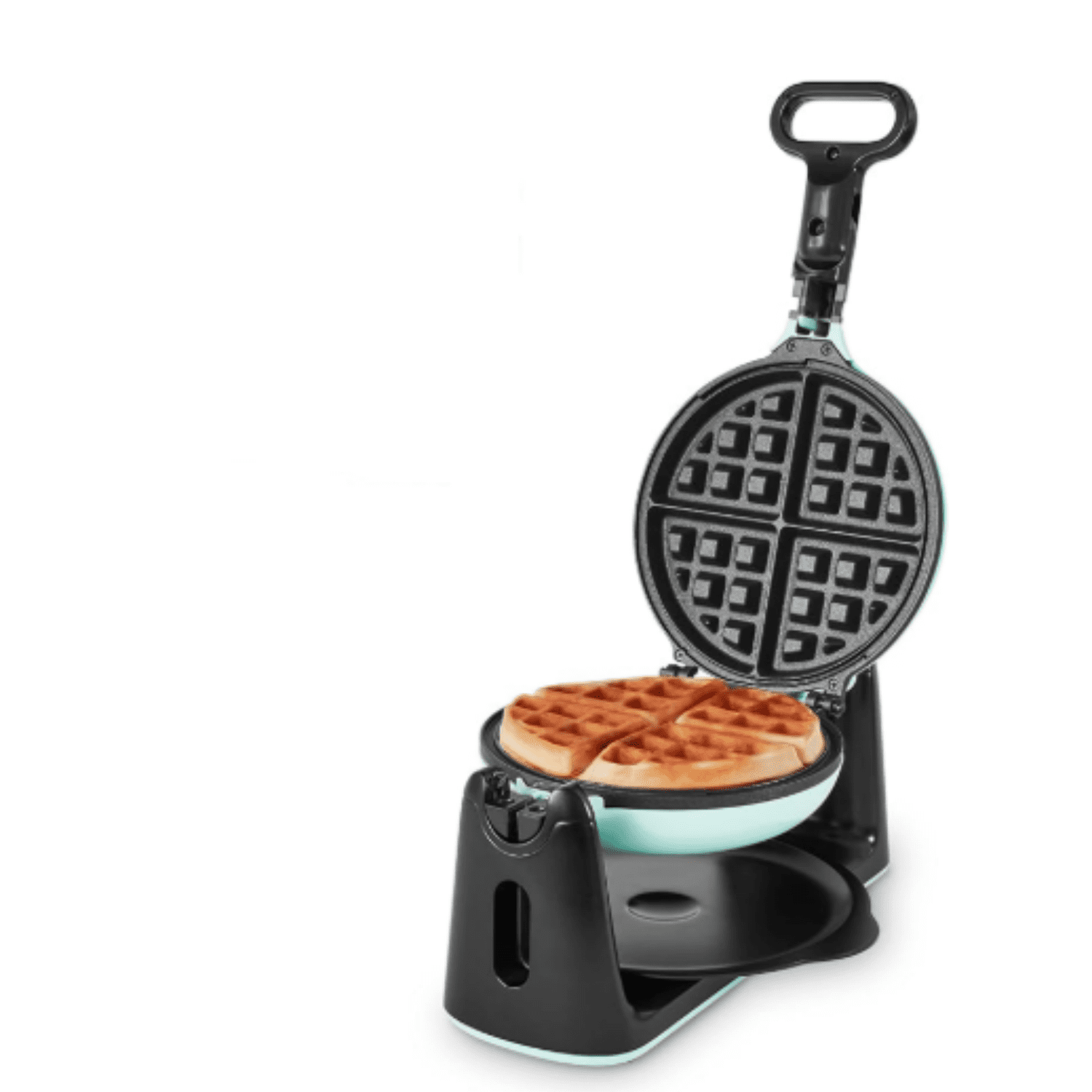 Flip Belgian Waffle Maker – 1” Thick Waffle Mold, Nonstick Waffle Iron with Quick Heat-Up, Surface - Rotating Belgian Waffle Maker for Kids and Families, Just Add Batter (Aqua)