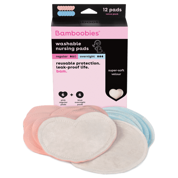 Bamboobies Washable Nursing Pads for Breastfeeding, Reusable Pads