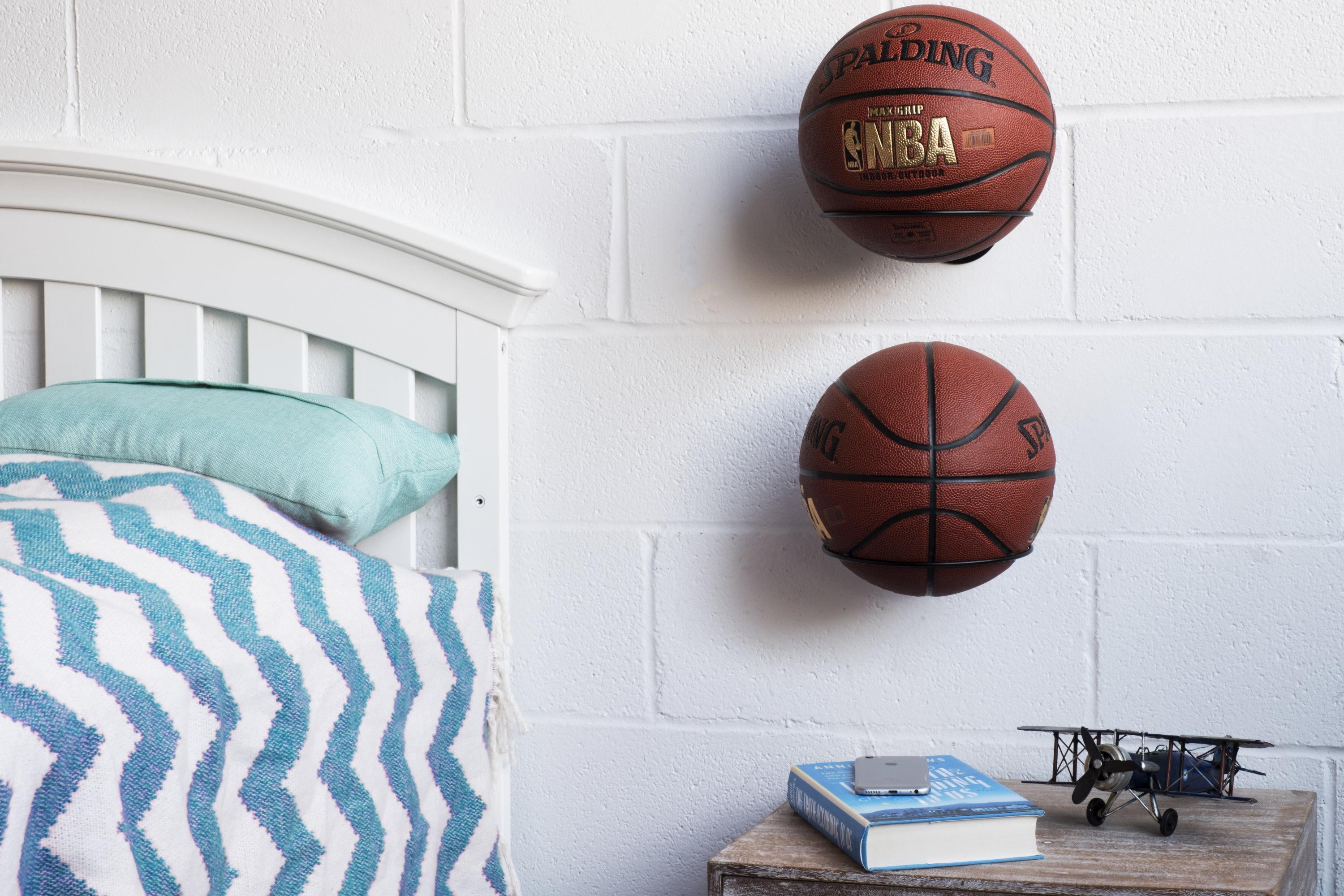 Wall Mount Ball Holder For Soccer Volleyball Rugby Indoor Durable Gym Sports Ball Storage Holder Caste Wall Mount Sports Ball Holder Display