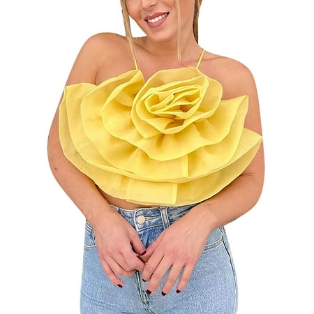 

Women Appliques Lace Backless Bustier Crop Top T Shirts Women Top Women