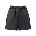 thumbnail image 2 of Men's 100% Cotton Vintage Acid Wash Knee Length Shorts, Elastic Drawstring High Waist Loose Casual Shorts with Side Pockets for Summer Streetwear Workout, 2 of 8