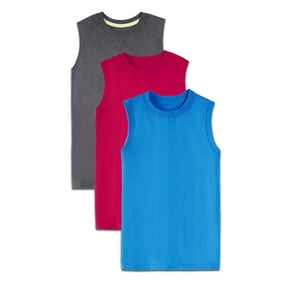 Fruit of the Loom Boys Sleeveless Muscle Shirts, Multi-Color 3 Pack, Sizes XS - 2XL