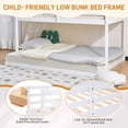 thumbnail image 6 of Zimtown Bunk Bed Twin over Full with 14.57" Height Safety Guardrail, Low Floor Wood Bed Frame , White, 6 of 9