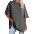 thumbnail image 1 of Pompotops Nouveaux Hauts à Manches Courtes en Coton pour Femmes, Col Rond, Coupe Ample, en Liquidation, 1 of 6