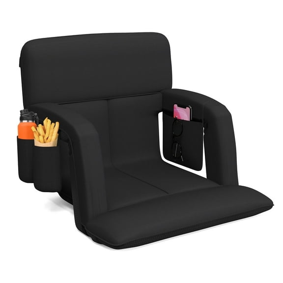 Stadium Seats for Bleachers with Back Support – Wide Bleacher Chair Cushion, Armrests, Large Pockets, and Multiple Safety Features – Best Stadium Seat Chairs for Camping, Kayak Backs & Paddl