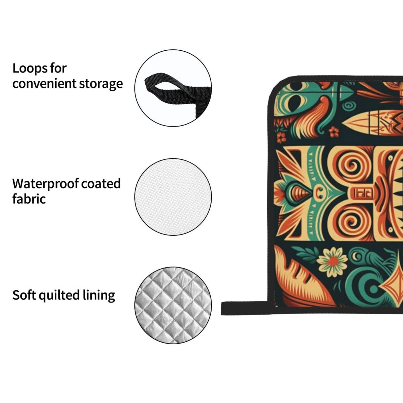 Retro Tiki Hawaiian Vintage 4Pcs Oven Mitts and Pot Holders Sets Oven Kitchen Gloves Hot Pads for Cooking BBQ Baking Grilling