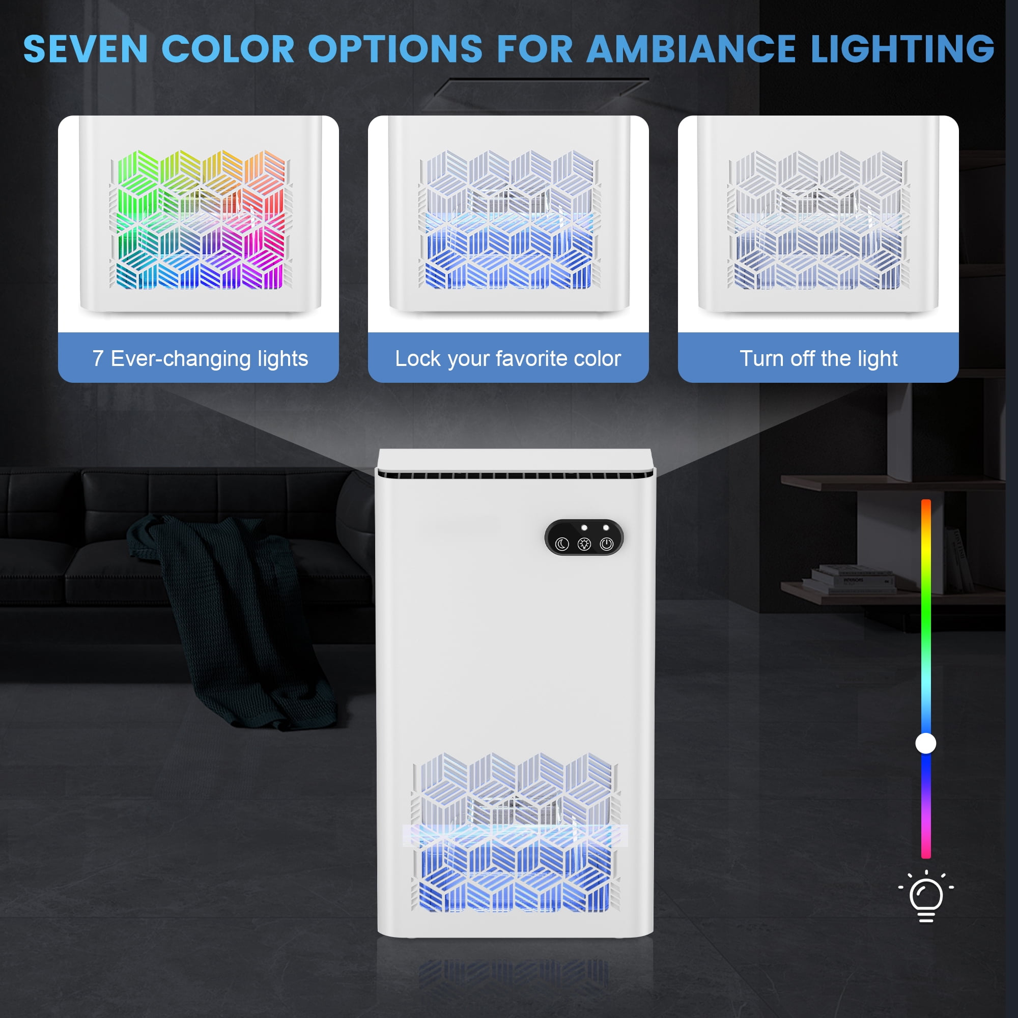 EGEH Dehumidifier, Dehumidifiers for Room, 95 OZ Water Tank, (950 sq.ft) Dehumidifiers for Basement Home Bathroom Bedroom with Auto Shut Off, 7 Colors LED Light, White