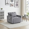 thumbnail image 3 of MAYEERTY 3 In 1 Convertible Sofa Bed, 25" Velvet Single Sofa with Adjustable Black, Suitable For Small Spaces, Dark Gray, 3 of 8