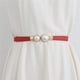 thumbnail image 2 of Cinturón de doble perla Minnieouse 65cm para mujer moda femenina vestido fino cuero PU cintura elástico negro rojo, 2 of 6
