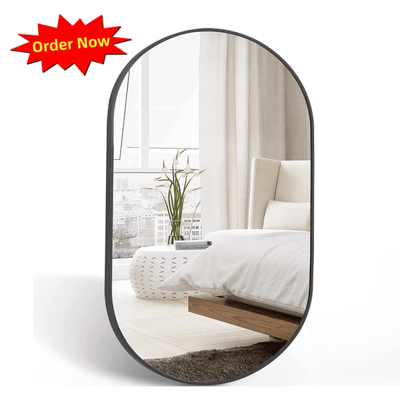 Tcbosik 20 x 28 inch Oval Mirror, Wall Mounted Decorative Mirror for Bathroom, Bedroom, Closet, Entryway, Living Room, Black