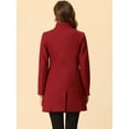 thumbnail image 4 of Abrigo de invierno Allegra K Largo de un Solo Pecho con cuello alto Rojo L, 4 of 5