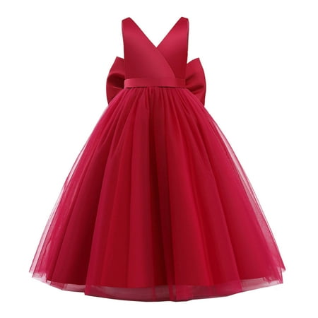 

Funicet Baby Girls Summer Dresses Bowknot Sleeveless Birthday Party Long Dresses
