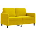2 seater sofa in yellow velvet, 120 cm