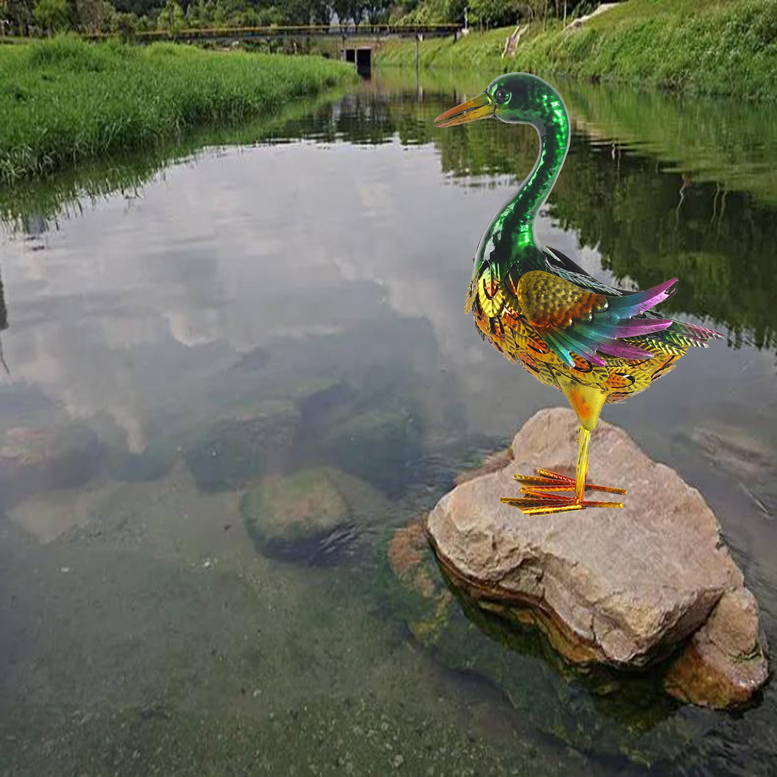 Realistic Duck Statue, Lifelike Metal Duck Sculptures&Statues, Animal Mallard Ducks Statue for Koi Pond Garden Yard,Outdoor Metal Ducks Yard Art