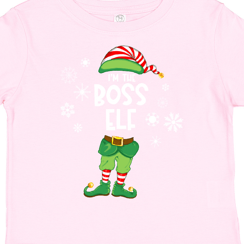 Inktastic Funny Christmas I'm the Boss Elf with Shoes and Hat Boys or Girls Toddler T-Shirt