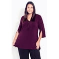 thumbnail image 1 of Ave Studio Women's Plus Size Luella Plain Top 3/4 Length Split Sleeves V-Neckline, 1 of 4