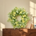 thumbnail image 4 of Artificial Daisy Wreath 12 6Inch Realistic Spring Floral Wreath With Greenery For Front Door Wall And Home Decor, 4 of 6