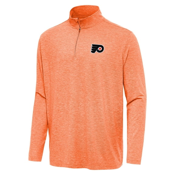 Men's Antigua  Heather Orange Philadelphia Flyers Hunk Quarter-Zip Top