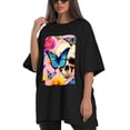 thumbnail image 4 of Plus Size Shirt for Women Black Tops for Women Short Sleeves Shirt for Women Butterfly And Skeleton T Shirt Crewneck Shirt for Women XS, 4 of 5