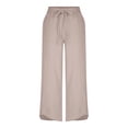 thumbnail image 4 of Women's Lounge Pants Plus Size Fashion High Waisted Drawstring Casual Pants with Pockets Womens Trousers Beige L, 4 of 9