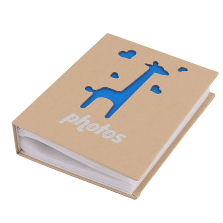 - Cardboard Giraffe Print 200 Pockets Picture Collection Holder Photo Album Blue
