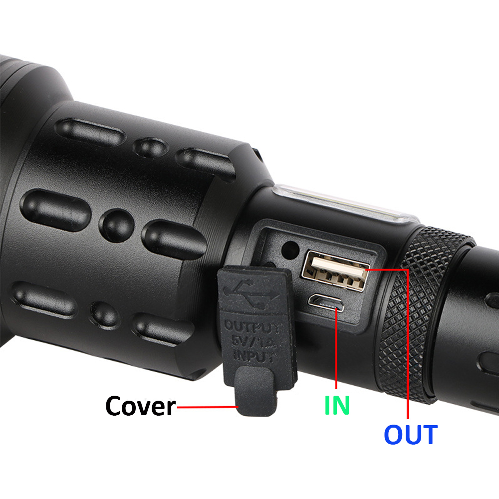 7 Mode Light P90+COB 90000 lumens Powerful Flashlight Rechargeable Waterproof Searchlight P90&COB Super Bright Led Flashlight USB Zoom Torch P90&COB Best New(Battery Not Included) - image 3 of 9