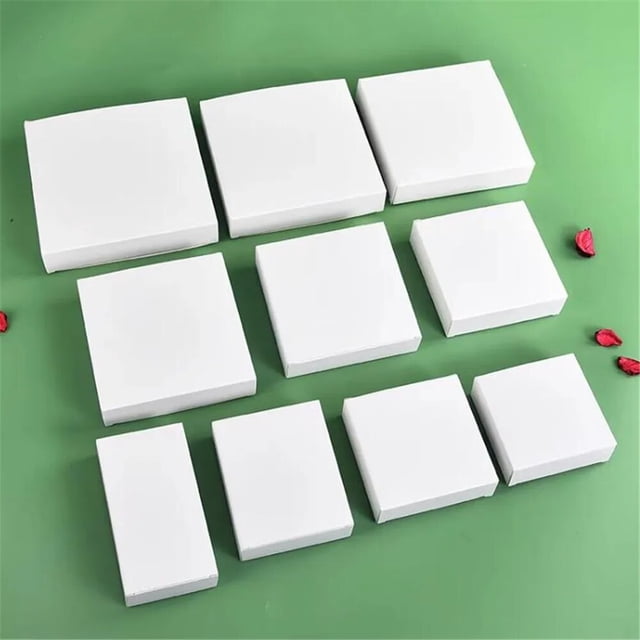 Cajas de cartón planas blancas para embalaje, caja pequeña de cartón para joyería, 30 piezas